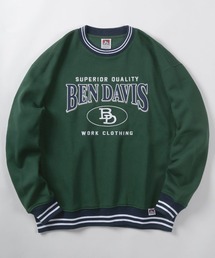 BEN DAVIS（ベンデイビス）の「【BEN　DAVIS/ベンデイビス】カレッジロゴ ワッペン刺繍 リブライン スウェット/クルーネック トレーナー/ビッグシルエット/裏起毛（スウェット・メンズ）」