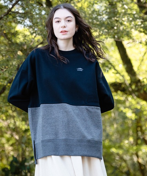 OUTDOOR PRODUCTS APPAREL（アウトドアプロダクツアパレル）の「裏フリース　切り替え　ビッグシルエット　サイドスリット　スウェット　トレーナー（スウェット・レディース・ブラック/ベージュ/ブラウン・FREE）」の16枚目の写真