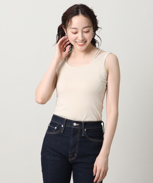 UNTITLED（アンタイトル）の「リーベルラメベア天竺タンクトップ（タンクトップ・レディース・ライトグレー/ブラック/ベージュ・44/48/00/02/04）」の3枚目の写真