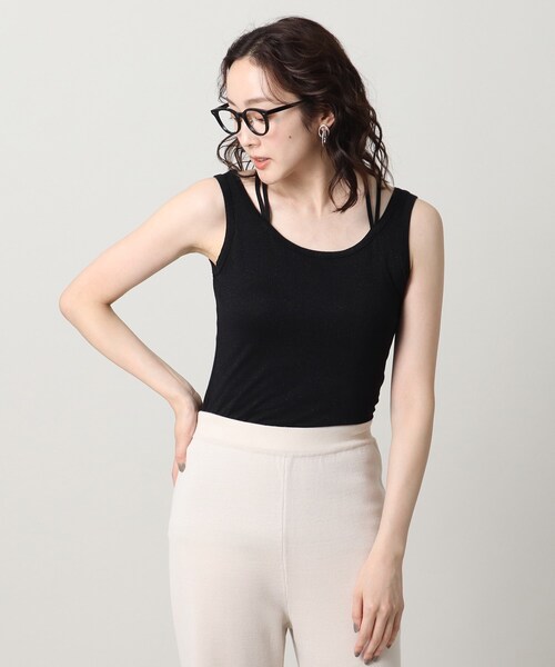 UNTITLED（アンタイトル）の「リーベルラメベア天竺タンクトップ（タンクトップ・レディース・ライトグレー/ブラック/ベージュ・44/48/00/02/04）」の2枚目の写真