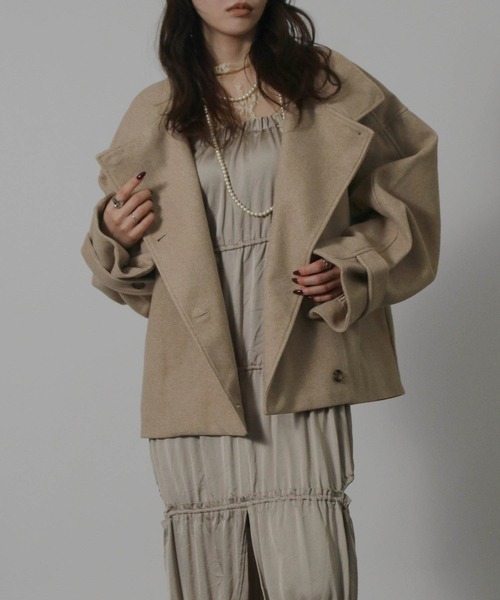 Social GIRL（ソーシャルガール）の「スタンド 2WAYカラー ショート丈 オーバーサイズ コート（その他アウター・レディース・ベージュ/モカ/グリーン/ブラック/アイボリー/ブラック×グリーン/ブラウン/チャコールグレー/ライトブラウン/グレー系その他/ブラウン系その他/ベージュ系その他/ホワイト系その他・L/M）」の11枚目の写真