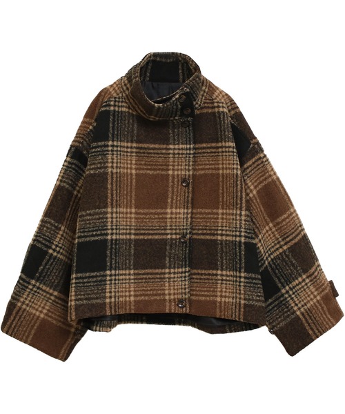 Social GIRL（ソーシャルガール）の「スタンド 2WAYカラー ショート丈 オーバーサイズ コート（その他アウター・レディース・ベージュ/モカ/グリーン/ブラック/アイボリー/ブラック×グリーン/ブラウン/チャコールグレー/ライトブラウン/グレー系その他/ブラウン系その他/ベージュ系その他/ホワイト系その他・L/M）」の8枚目の写真