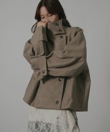 スタンド 2WAYカラー ショート丈 オーバーサイズ コート