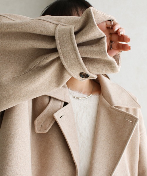 Social GIRL（ソーシャルガール）の「スタンド 2WAYカラー ショート丈 オーバーサイズ コート（その他アウター・レディース・ベージュ/モカ/グリーン/ブラック/アイボリー/ブラック×グリーン/ブラウン/チャコールグレー/ライトブラウン/グレー系その他/ブラウン系その他/ベージュ系その他/ホワイト系その他・L/M）」の22枚目の写真