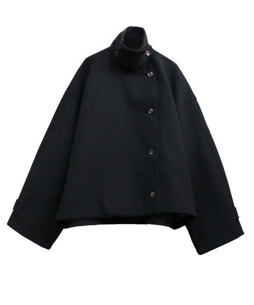ANAYI ポンチョ風　スタンドカラーショートコート WEB限定】SHIPS any: リバー スタンドカラー ポンチョ ショート