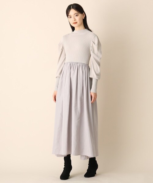 OPAQUE.CLIP（オペークドットクリップ）の「◆ラメドッキングフレアワンピース（ワンピース・レディース・ライトグレー/ブラック/ブルー・38）」の4枚目の写真