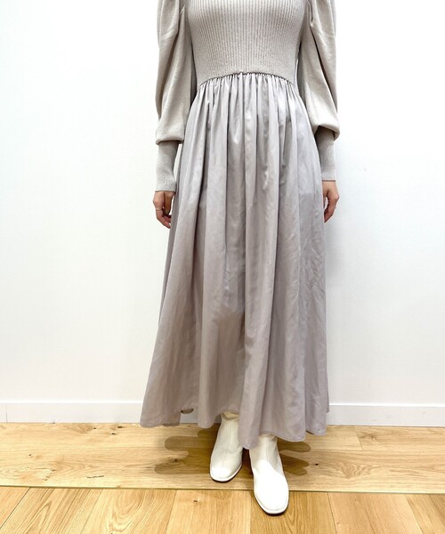 OPAQUE.CLIP（オペークドットクリップ）の「◆ラメドッキングフレアワンピース（ワンピース・レディース・ライトグレー/ブラック/ブルー・38）」の9枚目の写真