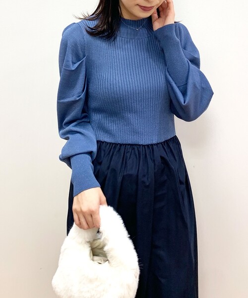 OPAQUE.CLIP（オペークドットクリップ）の「◆ラメドッキングフレアワンピース（ワンピース・レディース・ライトグレー/ブラック/ブルー・38）」の14枚目の写真