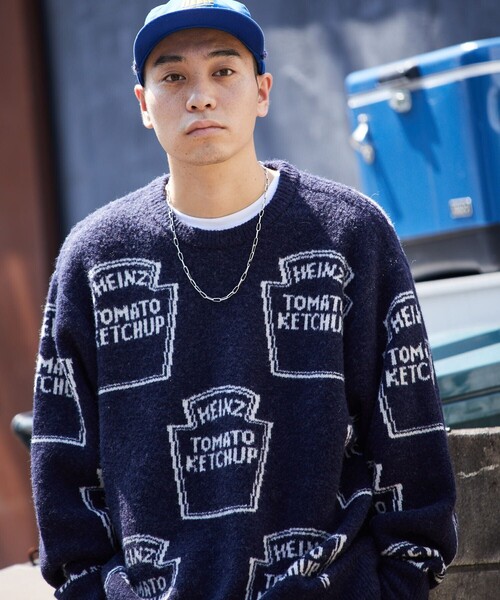 FREAK'S STORE（フリークスストア）の「FREAK'S STORE/フリークスストア HEINZ マルチロゴニット（ニット/セーター・メンズ・ブラック/ネイビー・MEDIUM/LARGE）」の8枚目の写真