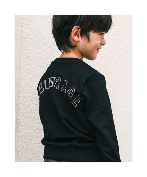 BeBe（ベベ）の「BeBe/ストレッチポンチポケットロゴバックプリントトレーナー(100~150cm)（スウェット・キッズ・イエロー/ブラック・110/120/150/130/100/140）」の6枚目の写真