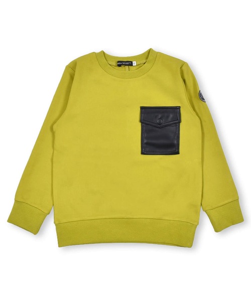 BeBe（ベベ）の「BeBe/ストレッチポンチポケットロゴバックプリントトレーナー(100~150cm)（スウェット・キッズ・イエロー/ブラック・110/120/150/130/100/140）」の3枚目の写真