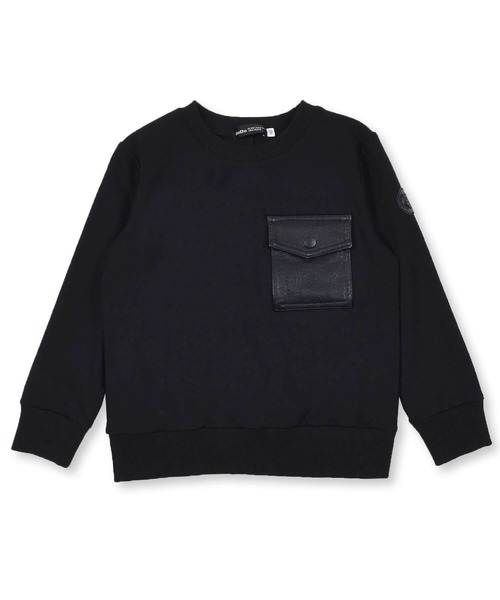 BeBe（ベベ）の「BeBe/ストレッチポンチポケットロゴバックプリントトレーナー(100~150cm)（スウェット・キッズ・イエロー/ブラック・110/120/150/130/100/140）」の4枚目の写真