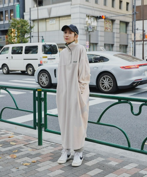 Auntie Rosa Holiday（アンティローザホリデー）の「【新色追加！】フリーススタンドプルオーバーワンピース（ワンピース・レディース・アイボリー/ネイビー/チャコールグレー・FREE）」の8枚目の写真