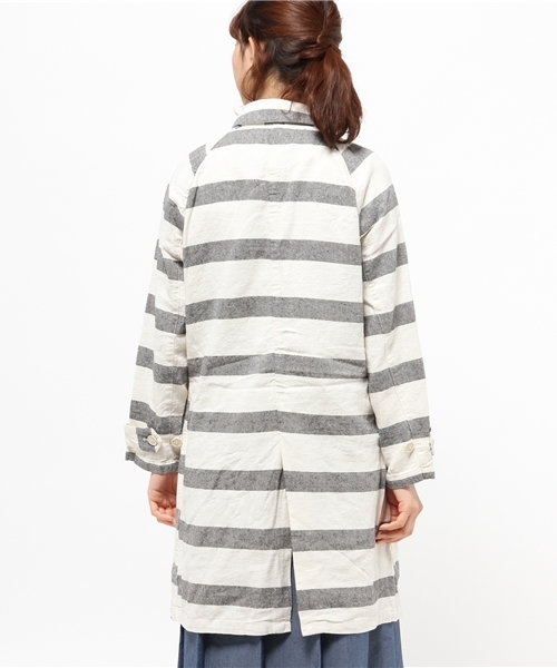 CIAOPANIC（チャオパニック）の「【Ciaopanic】　ツイル太ボーダーステンカラーコート（その他アウター・レディース・ブルー/ブラック・FREE）」の5枚目の写真