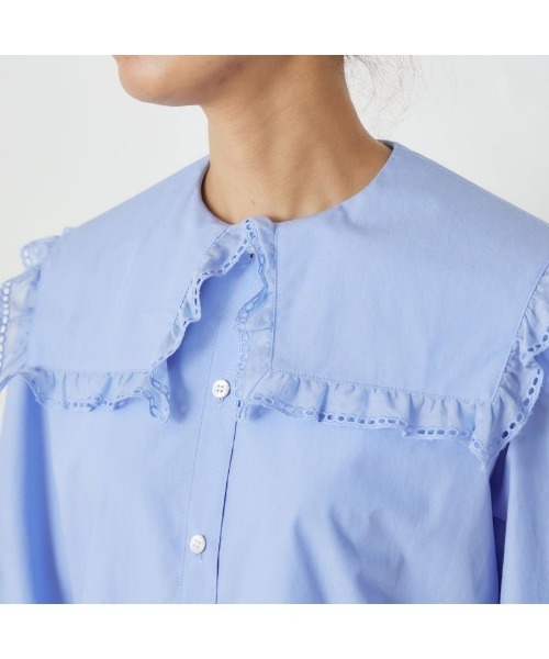 THE SHINZONE（ザ　シンゾーン）の「THE SHINZONE FRILL SAILOR COLLAR BL 22AMSBL02（シャツ/ブラウス・レディース・ホワイト/ブルー・34）」の11枚目の写真