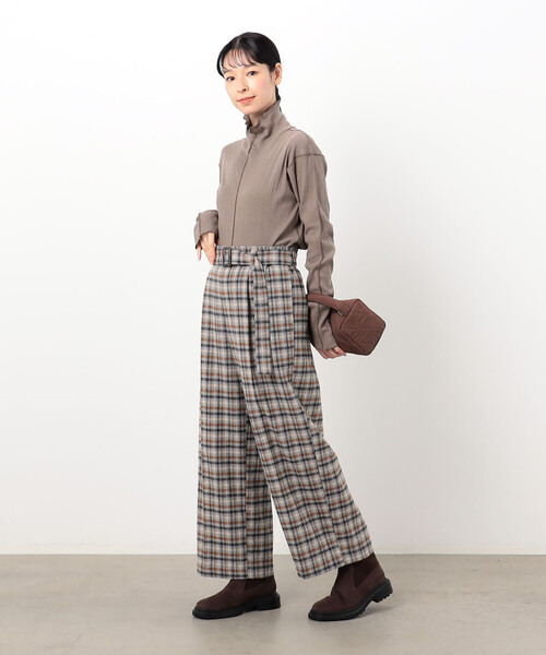 ONIGIRI(オニギリ)の「チェックワイドパンツ(その他パンツ・レディース・ネイビー/ブラウン・SMALL/MEDIUM/LARGE)」の13枚目の写真