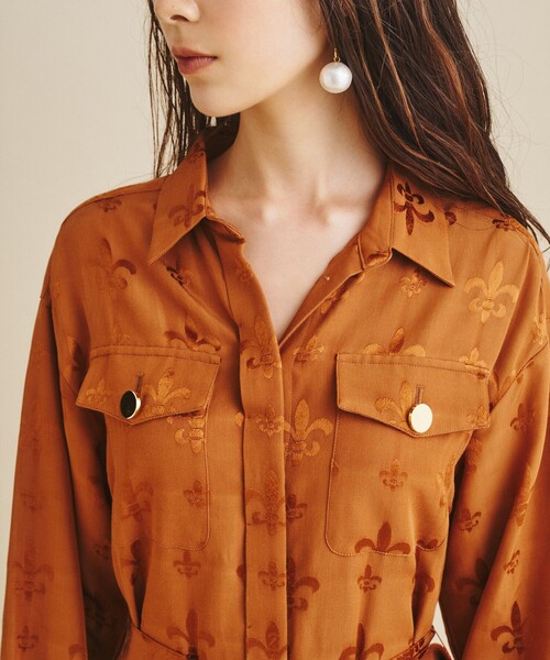 セール】グログランジャガードシャツドレス（シャツワンピース