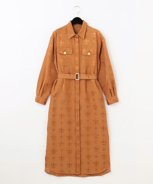 美品✨グレースクラス　グログランジャガードドレス　２３AW シャツワンピース セール】グログランジャガードシャツドレス（シャツワンピース