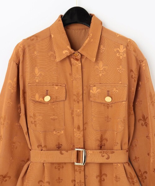 セール】グログランジャガードシャツドレス（シャツワンピース