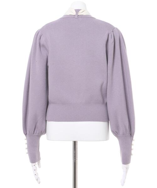 INGNI(イング)の「2WAY異素材ボウタイニット(ニット/セーター・レディース・ブルーグレー/オフホワイト/ブラック・M)」の4枚目の写真