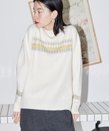 AMERICAN HOLIC | モックネックジャガードニットプルオーバー(ニット/セーター)