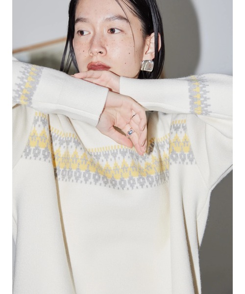 AMERICAN HOLIC（アメリカンホリック）の「モックネックジャガードニットプルオーバー（ニット/セーター・レディース・ブラック/アイボリー/チェック・L/M）」の22枚目の写真