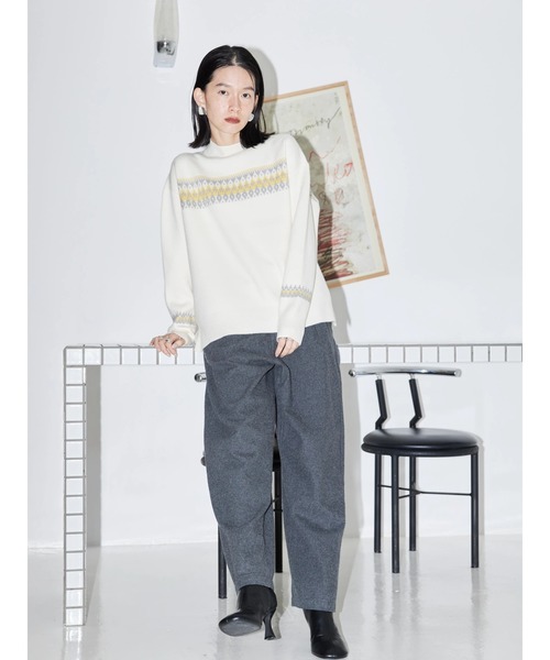 AMERICAN HOLIC（アメリカンホリック）の「モックネックジャガードニットプルオーバー（ニット/セーター・レディース・ブラック/アイボリー/チェック・L/M）」の14枚目の写真