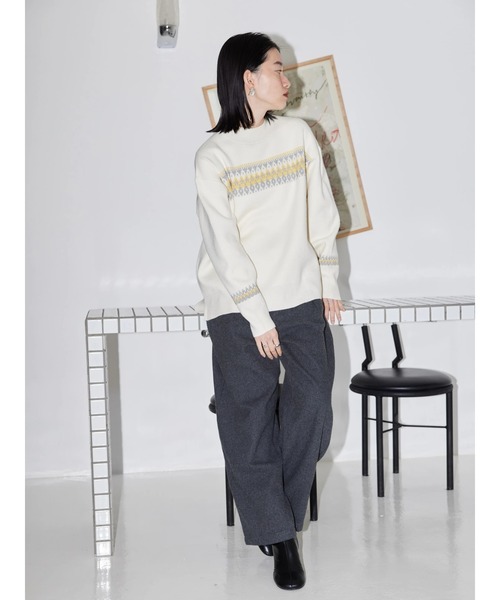 AMERICAN HOLIC（アメリカンホリック）の「モックネックジャガードニットプルオーバー（ニット/セーター・レディース・ブラック/アイボリー/チェック・L/M）」の10枚目の写真