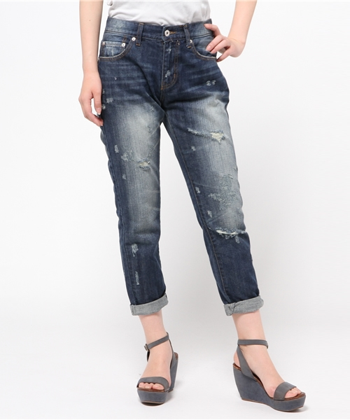 CIAOPANIC TYPY（チャオパニックティピー）の「クラッシュデニムパンツ（デニムパンツ・レディース・ネイビー/ブルー・LARGE/MEDIUM/SMALL）」の2枚目の写真