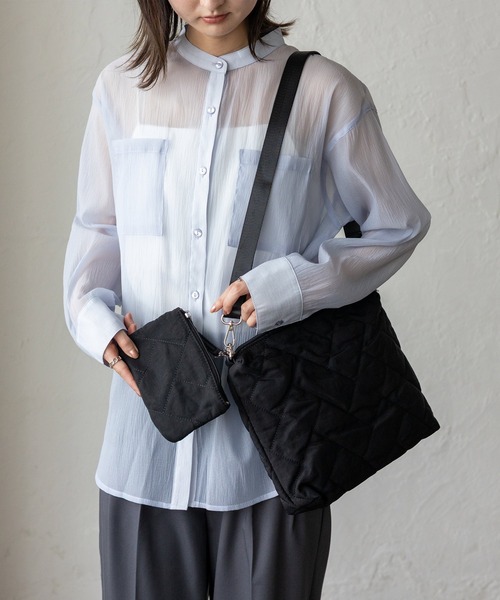VitaFelice（ヴィータフェリーチェ）の「ポーチ付きキルティングナイロンショルダー（ショルダーバッグ・レディース・グレー/ブラック/アイボリー・FREE）」の21枚目の写真
