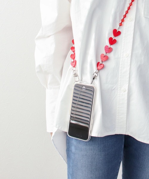 Three Four Time（ｽﾘｰﾌｫｰﾀｲﾑ）の「アクリルハートモバイルショルダー（スマホケース/カバー・レディース・ブラック/レッド・FREE）」の4枚目の写真