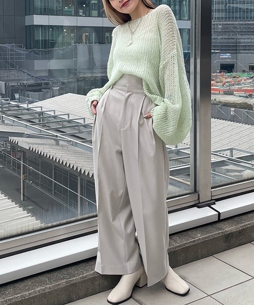 FREE'S MART（フリーズマート）の「ハイウエスト2タックセミワイドパンツ（その他パンツ・レディース・ベージュ/ブラック/ブルーグリーン・マルチサイズ）」の18枚目の写真