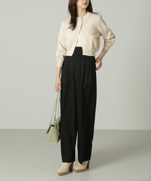 FREE'S MART（フリーズマート）の「ハイウエスト2タックセミワイドパンツ（その他パンツ・レディース・ベージュ/ブラック/ブルーグリーン・マルチサイズ）」の4枚目の写真
