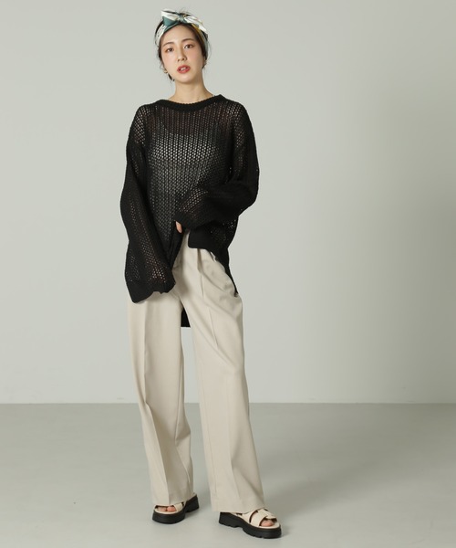 FREE'S MART（フリーズマート）の「ハイウエスト2タックセミワイドパンツ（その他パンツ・レディース・ベージュ/ブラック/ブルーグリーン・マルチサイズ）」の11枚目の写真