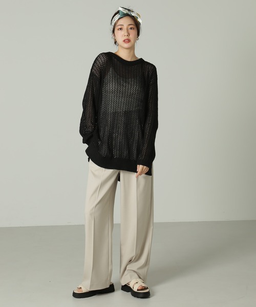 FREE'S MART（フリーズマート）の「ハイウエスト2タックセミワイドパンツ（その他パンツ・レディース・ベージュ/ブラック/ブルーグリーン・マルチサイズ）」の12枚目の写真