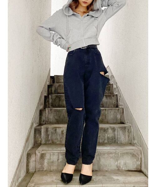 GYDA（ジェイダ）の「BASICショートPK（パーカー・レディース・グレー/オフホワイト/ブラック・FREE）」の7枚目の写真