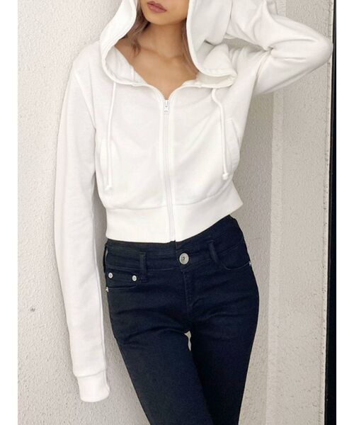 GYDA（ジェイダ）の「BASICショートPK（パーカー・レディース・グレー/オフホワイト/ブラック・FREE）」の15枚目の写真