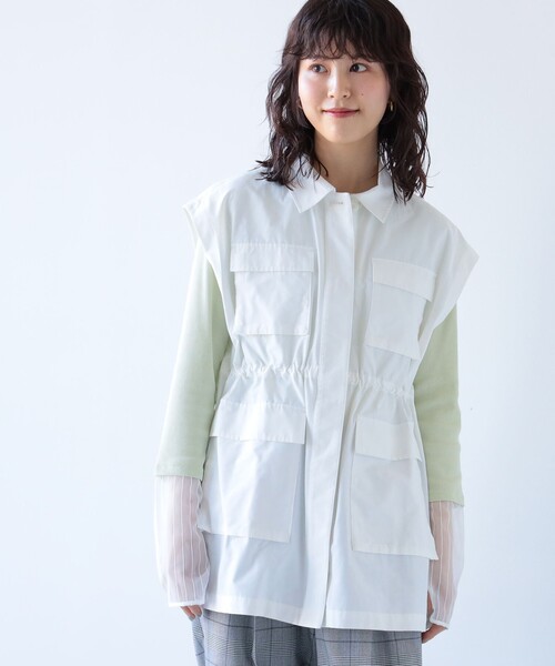 Ray BEAMS(レイビームス)の「Ray BEAMS / 4ポケット ミリタリー ベスト(ベスト・レディース・オリーブ/ホワイト・ONE SIZE)」の14枚目の写真