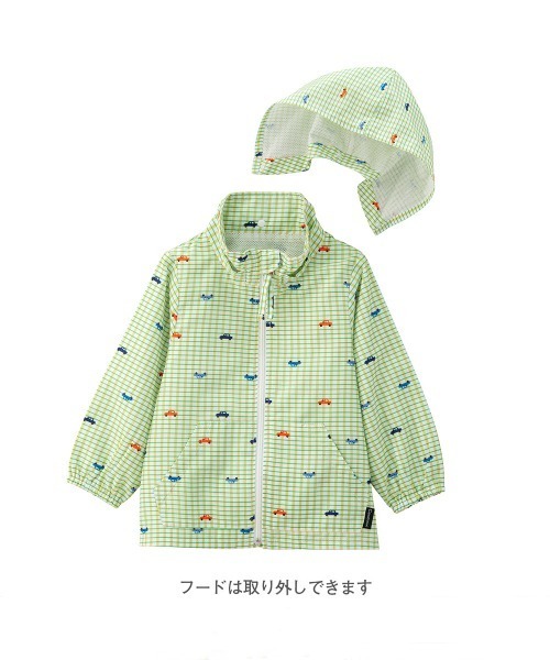 combimini(コンビミニ)の「脱着可能フード付き 長袖ジップアップブルゾン (のりもの)(ブルゾン・キッズ・サックスブルー/イエロー×グリーン・90/130/80/100/120/110)」の4枚目の写真
