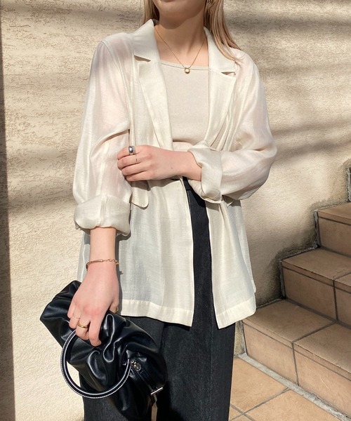 CAPRICIEUX LE'MAGE（カプリシューレマージュ）の「シアーシャツジャケット（テーラードジャケット・レディース・アイボリー/ベージュ・FREE）」の15枚目の写真