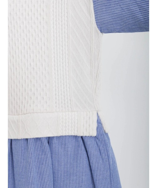 Samansa Mos2(サマンサ モスモス)の「ケーブル柄ジャカードドッキングワンピース(ワンピース・レディース・ベージュ/グレー/キナリ・フリ-)」の18枚目の写真