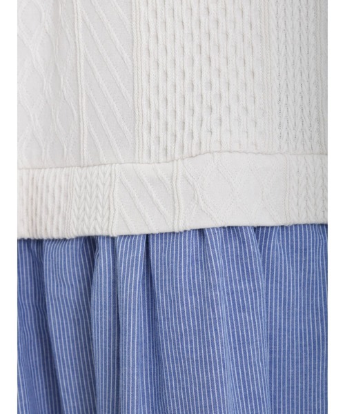 Samansa Mos2(サマンサ モスモス)の「ケーブル柄ジャカードドッキングワンピース(ワンピース・レディース・ベージュ/グレー/キナリ・フリ-)」の12枚目の写真