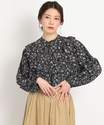DRESKIP | ボタニカルプリントVフリルブラウス(シャツ/ブラウス)