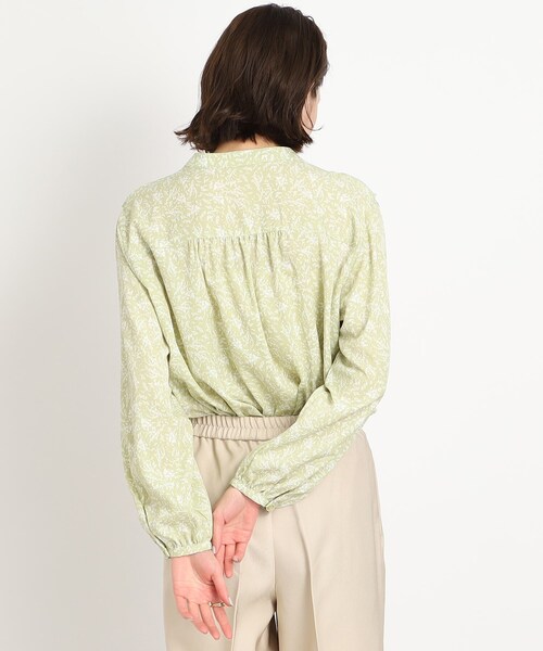 DRESKIP（ドレスキップ）の「◆ボタニカルプリントVフリルブラウス（シャツ/ブラウス・レディース・ホワイト系3/ブラック系/黄緑系1・02/03/04）」の12枚目の写真