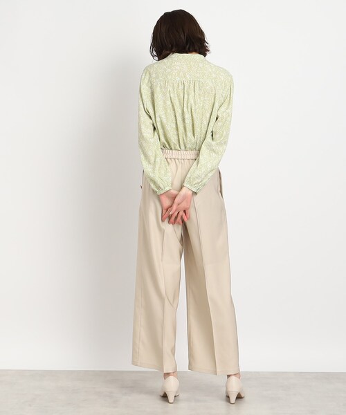 DRESKIP（ドレスキップ）の「◆ボタニカルプリントVフリルブラウス（シャツ/ブラウス・レディース・ホワイト系3/ブラック系/黄緑系1・02/03/04）」の9枚目の写真