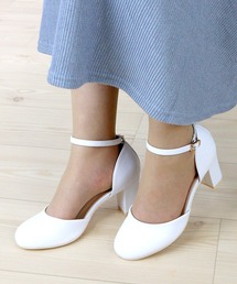 LibertyDoll（リバティードール）の「Liberty doll /丸いラストがかわいい　足首（アンクル）ストラップセパレートパンプス (1172)　オケージョン　太ヒールパンプス（パンプス）」