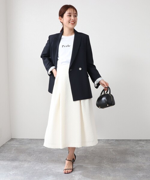 NOLLEY’S(ノーリーズ)の「◇【WEB限定】フクレジャガードヨーク切り替えタックスカート(スカート・レディース・ネイビー/オフホワイト/イエロー/サックスブルー・36/38)」の15枚目の写真
