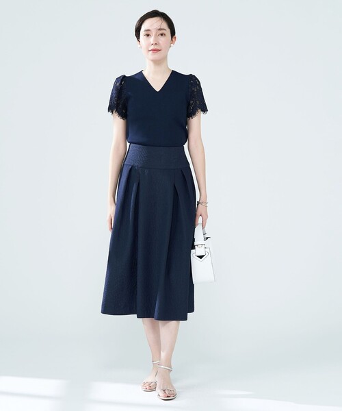 NOLLEY’S(ノーリーズ)の「◇【WEB限定】フクレジャガードヨーク切り替えタックスカート(スカート・レディース・ネイビー/オフホワイト/イエロー/サックスブルー・36/38)」の17枚目の写真