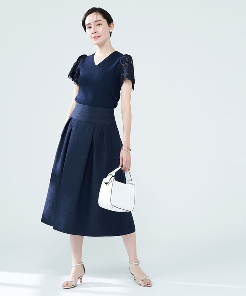 NOLLEY’S(ノーリーズ)の「◇【WEB限定】フクレジャガードヨーク切り替えタックスカート(スカート・レディース・ネイビー/オフホワイト/イエロー/サックスブルー・36/38)」の18枚目の写真