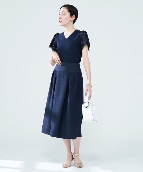 NOLLEY’S(ノーリーズ)の「◇【WEB限定】フクレジャガードヨーク切り替えタックスカート(スカート・レディース・ネイビー/オフホワイト/イエロー/サックスブルー・36/38)」の19枚目の写真